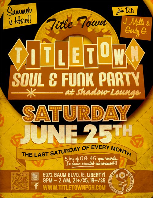 Title Town Soul & Funk Party - June 25th at Shadow Lounge